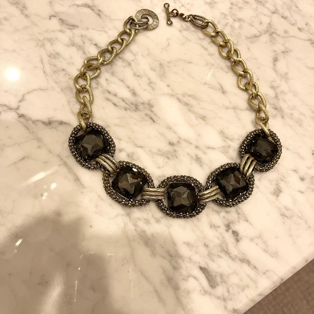 Smokey Gray Stone Statement Necklace - image 2